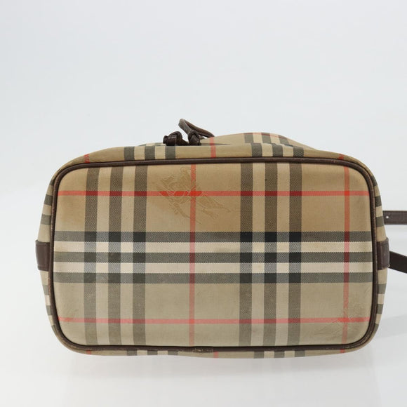 Burberrys Nova Check Purse Shoulder Bag Canvas Beige Gold Auth 182196