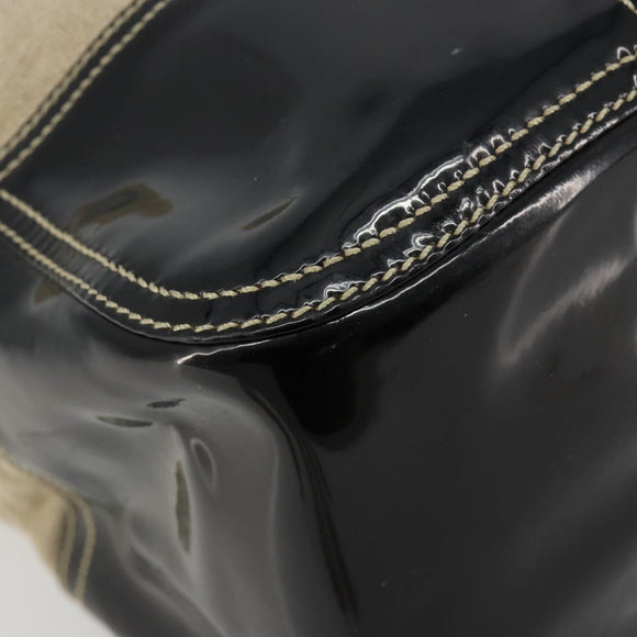 PRADA Plastic Chain Tote Bag Canvas Beige Silver Auth 182198