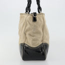 PRADA Plastic Chain Tote Bag Canvas Beige Silver Auth 182198-4