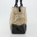 PRADA Plastic Chain Tote Bag Canvas Beige Silver Auth 182198-5