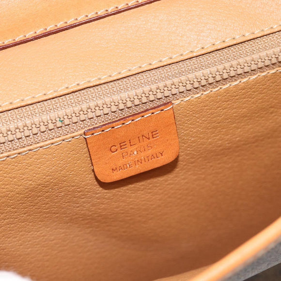 CELINE Macadam Canvas Shoulder Bag PVC Leather Brown Gold Auth 182200A