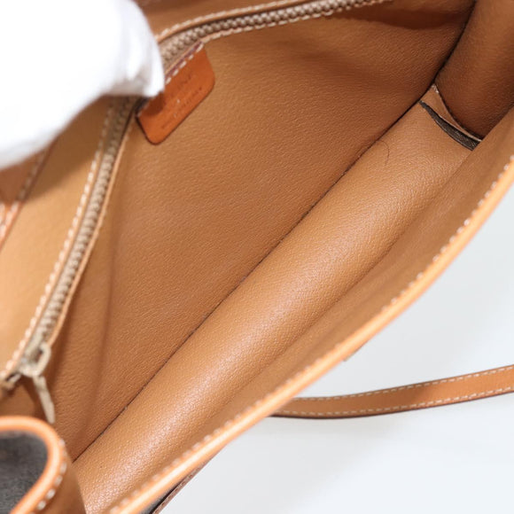 CELINE Macadam Canvas Shoulder Bag PVC Leather Brown Gold Auth 182200A