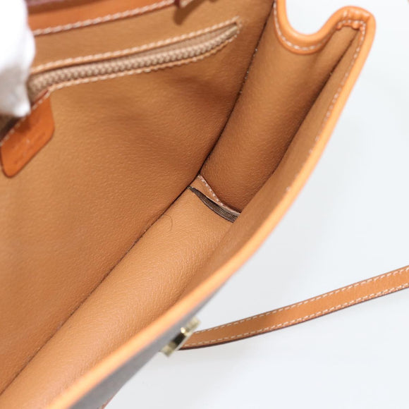 CELINE Macadam Canvas Shoulder Bag PVC Leather Brown Gold Auth 182200A
