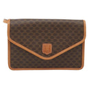 CELINE Macadam Canvas Shoulder Bag PVC Leather Brown Gold Auth 182200A-13