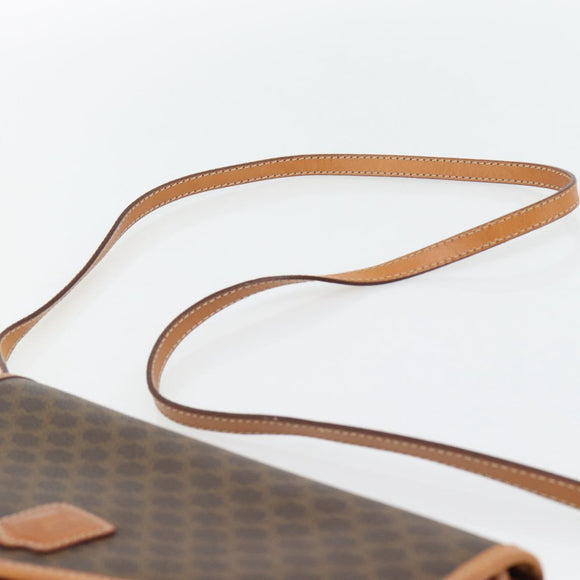 CELINE Macadam Canvas Shoulder Bag PVC Leather Brown Gold Auth 182200A