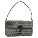 FENDI Zucchino Canvas Umhängetasche Navy Silber Auth 182201V-1