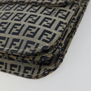 FENDI Zucchino Canvas Umhängetasche Navy Silber Auth 182201V-10