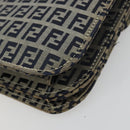 FENDI Zucchino Canvas Umhängetasche Navy Silber Auth 182201V-12