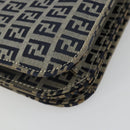 FENDI Zucchino Canvas Umhängetasche Navy Silber Auth 182201V-13