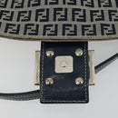 FENDI Zucchino Canvas Umhängetasche Navy Silber Auth 182201V-17