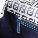 FENDI Zucchino Canvas Umhängetasche Navy Silber Auth 182201V-22