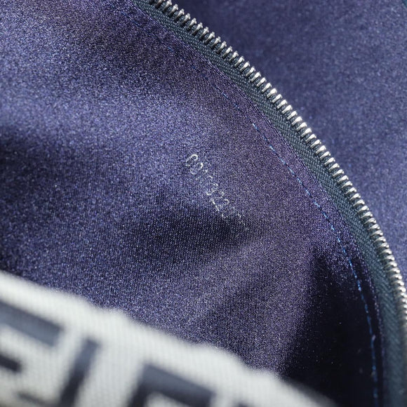 FENDI Zucchino Canvas Umhängetasche Navy Silber Auth 182201V