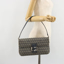 FENDI Zucchino Canvas Umhängetasche Navy Silber Auth 182201V-27