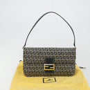 FENDI Zucchino Canvas Umhängetasche Navy Silber Auth 182201V-28