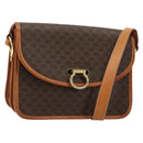 CELINE Macadam Canvas Shoulder Bag PVC Leather Brown Gold Auth 182202A-1