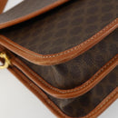 CELINE Macadam Canvas Shoulder Bag PVC Leather Brown Gold Auth 182202A-14