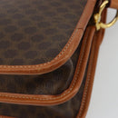 CELINE Macadam Canvas Shoulder Bag PVC Leather Brown Gold Auth 182202A-15