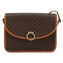 CELINE Macadam Canvas Shoulder Bag PVC Leather Brown Gold Auth 182202A-13
