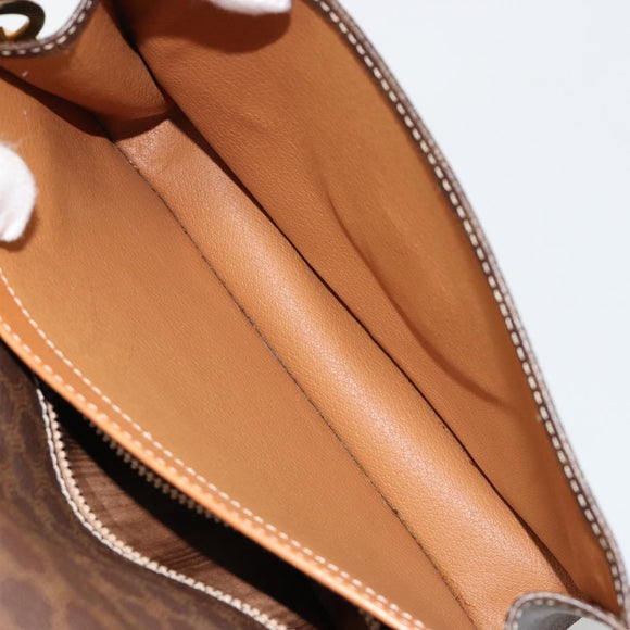 CELINE Macadam Canvas Shoulder Bag PVC Leather Brown Gold Auth 182202A