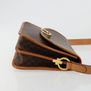 CELINE Macadam Canvas Shoulder Bag PVC Leather Brown Gold Auth 182202A-3