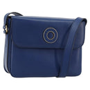 CELINE Circle Shoulder Bag Leather Blue Gold Auth 182203A-1