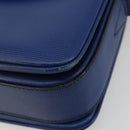 CELINE Circle Shoulder Bag Leather Blue Gold Auth 182203A-10