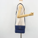 CELINE Circle Shoulder Bag Leather Blue Gold Auth 182203A-25