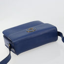 CELINE Circle Shoulder Bag Leather Blue Gold Auth 182203A-6