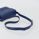 CELINE Circle Shoulder Bag Leather Blue Gold Auth 182203A-7