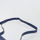 CELINE Circle Shoulder Bag Leather Blue Gold Auth 182203A-8