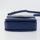 CELINE Circle Shoulder Bag Leather Blue Gold Auth 182203A-9