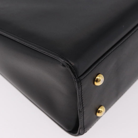 GIVENCHY Hand Bag Leather Black Gold Auth 182204A