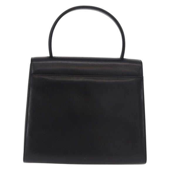 GIVENCHY Hand Bag Leather Black Gold Auth 182204A