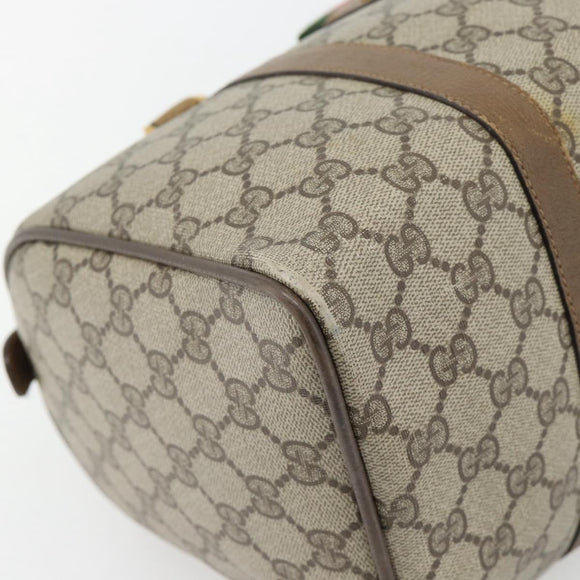 GUCCI GG Supreme Web Sherry Line Hand Bag PVC Beige Gold 39 02 007 Auth 182206