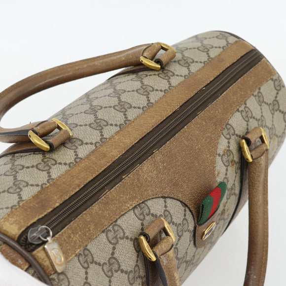GUCCI GG Supreme Web Sherry Line Hand Bag PVC Beige Gold 39 02 007 Auth 182206