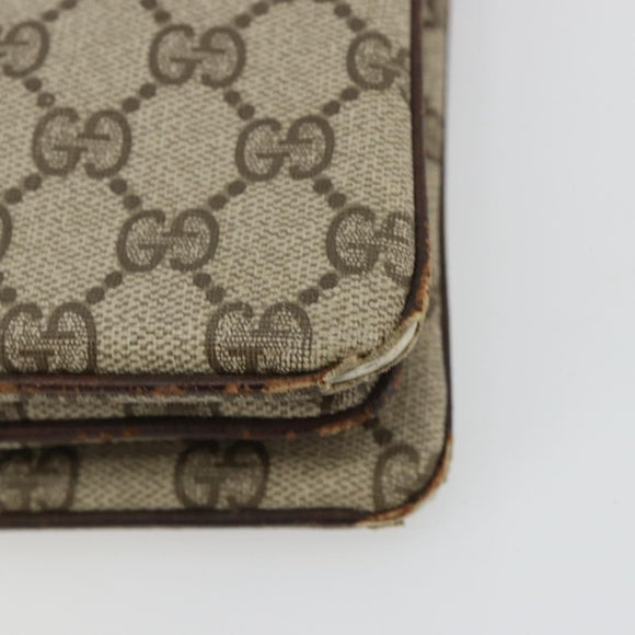 GUCCI GG Supreme Web Sherry Line Clutch Bag PVC Beige Gold Auth 182207
