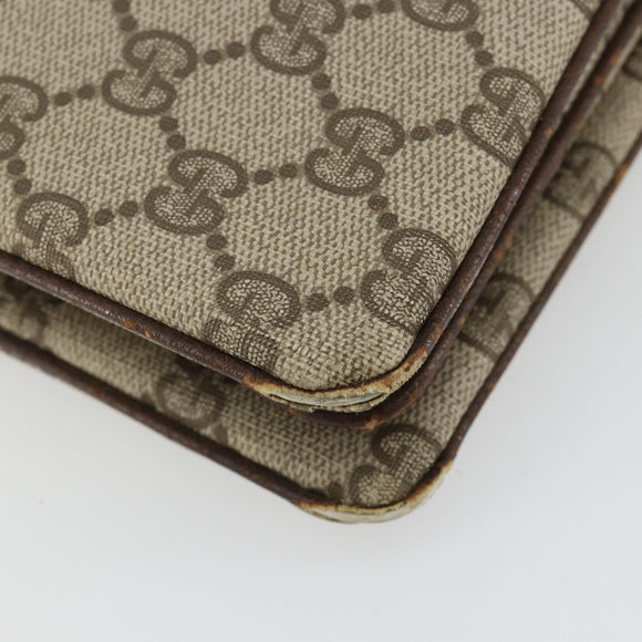 GUCCI GG Supreme Web Sherry Line Clutch Bag PVC Beige Gold Auth 182207