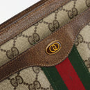 GUCCI GG Supreme Web Sherry Line Clutch Bag PVC Beige Gold Auth 182207-17