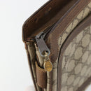 GUCCI GG Supreme Web Sherry Line Clutch Bag PVC Beige Gold Auth 182207-8