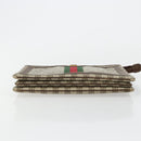 GUCCI GG Supreme Web Sherry Line Clutch Bag PVC Beige Gold Auth 182207-6