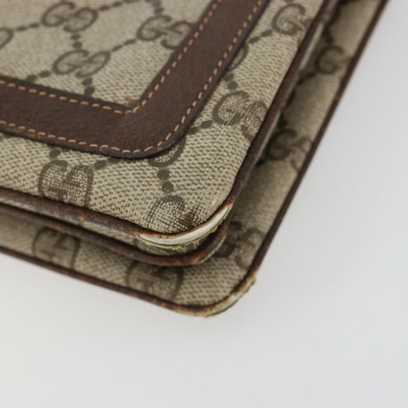 GUCCI GG Supreme Web Sherry Line Clutch Bag PVC Beige Gold Auth 182207