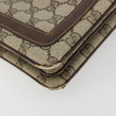 GUCCI GG Supreme Web Sherry Line Clutch Bag PVC Beige Gold Auth 182207-14
