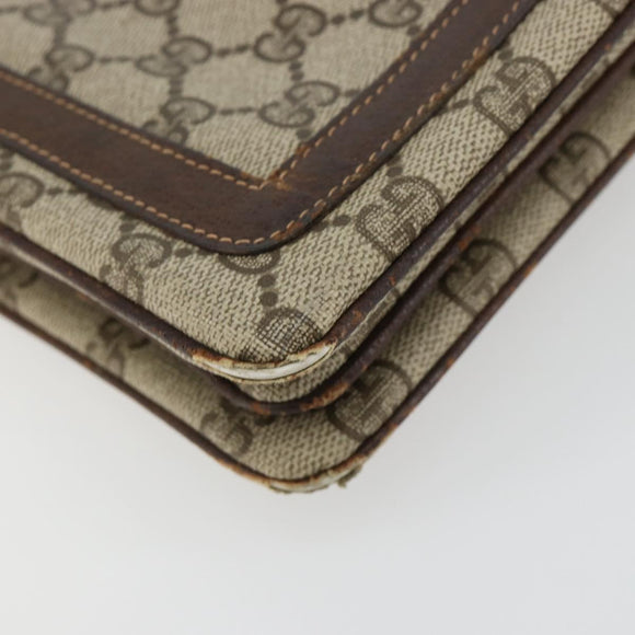 GUCCI GG Supreme Web Sherry Line Clutch Bag PVC Beige Gold Auth 182207