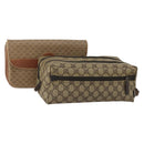 GUCCI GG Supreme Clutch Bag PVC 2 Set Beige Auth 182208-1