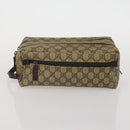 GUCCI GG Supreme Clutch Bag PVC 2 Set Beige Auth 182208-12