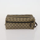 GUCCI GG Supreme Clutch Bag PVC 2 Set Beige Auth 182208-13