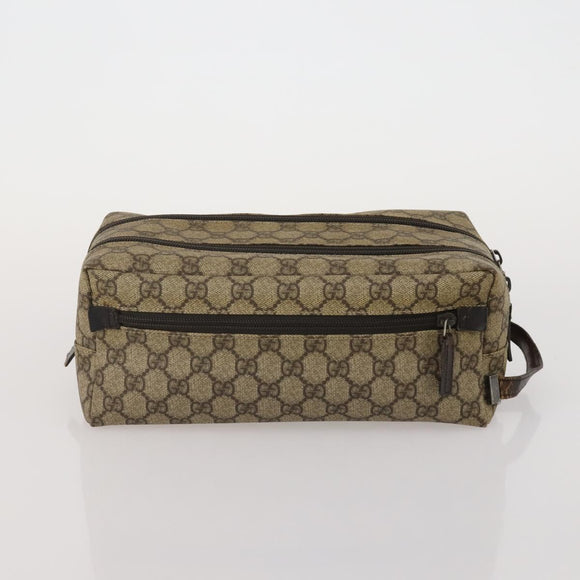 GUCCI GG Supreme Clutch Bag PVC 2 Set Beige Auth 182208