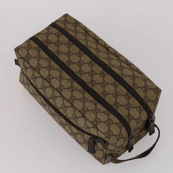 GUCCI GG Supreme Clutch Bag PVC 2 Set Beige Auth 182208