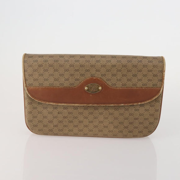 GUCCI GG Supreme Clutch Bag PVC 2 Set Beige Auth 182208
