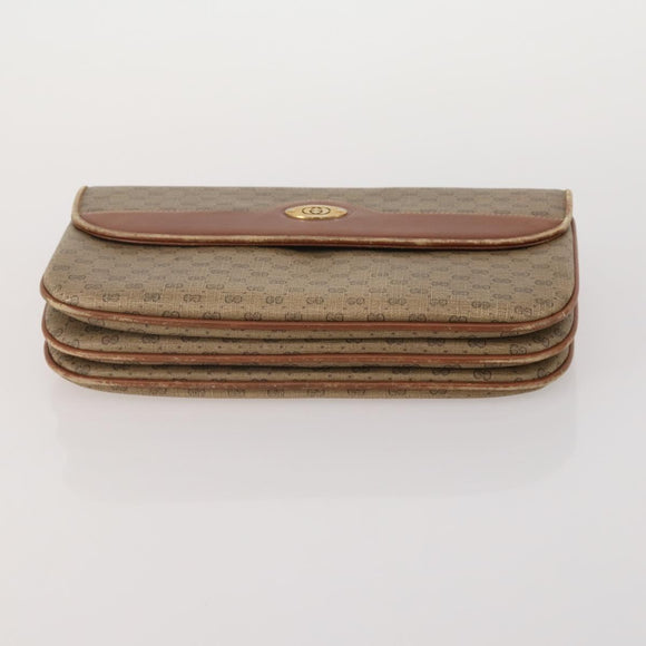 GUCCI GG Supreme Clutch Bag PVC 2 Set Beige Auth 182208